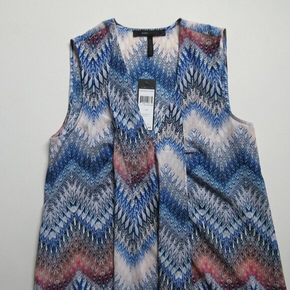 NWT BCBG MaxAzria Tara in ZigZag Ombre Sheer Chiffon Ruffle High Low Dress XS - Picture 6 of 8